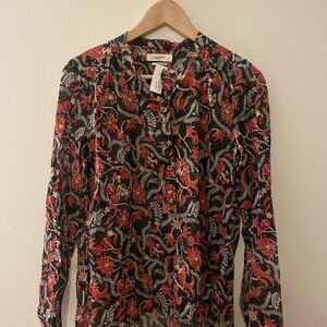 Isabel Marant Red and Black Floral Blouse
